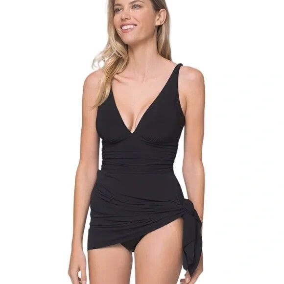 Women's Magicsuit Black Convertible Swim Dress Adjustable Straps Size 4 - Picture 4 of 13